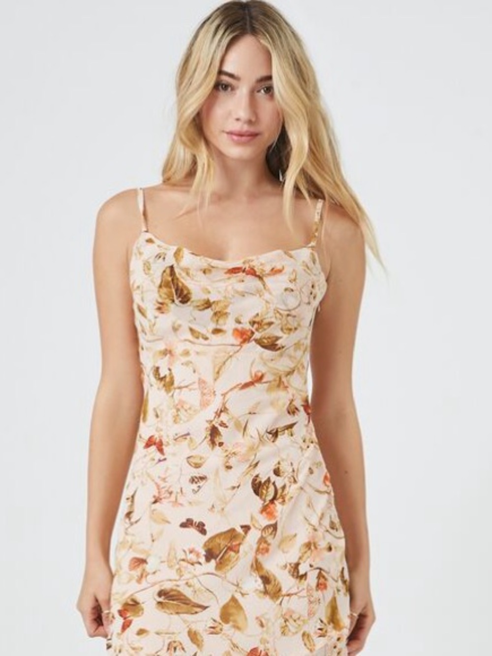 Whimsigoth Botanical Butterfly Slip Dress Lined Slinky Cowl Midi Fairycore L